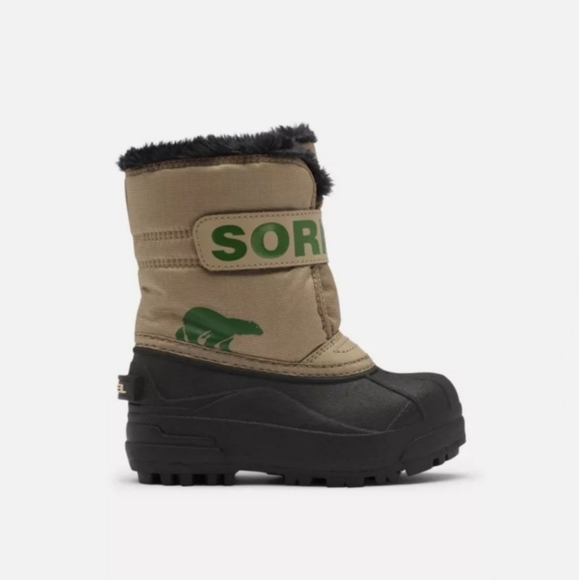 🧩NWT🌟 Khaki Sorel TODDLER Snow Commander™ Boots Size 4US/EUR21 Kids - Picture 2 of 7